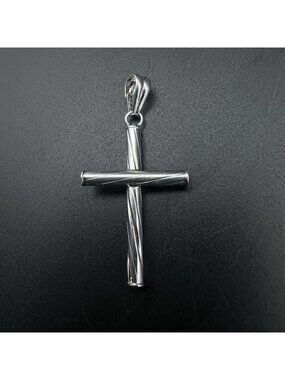 Vintage Sterling Silver Modernist Cross Pendant 1.25"